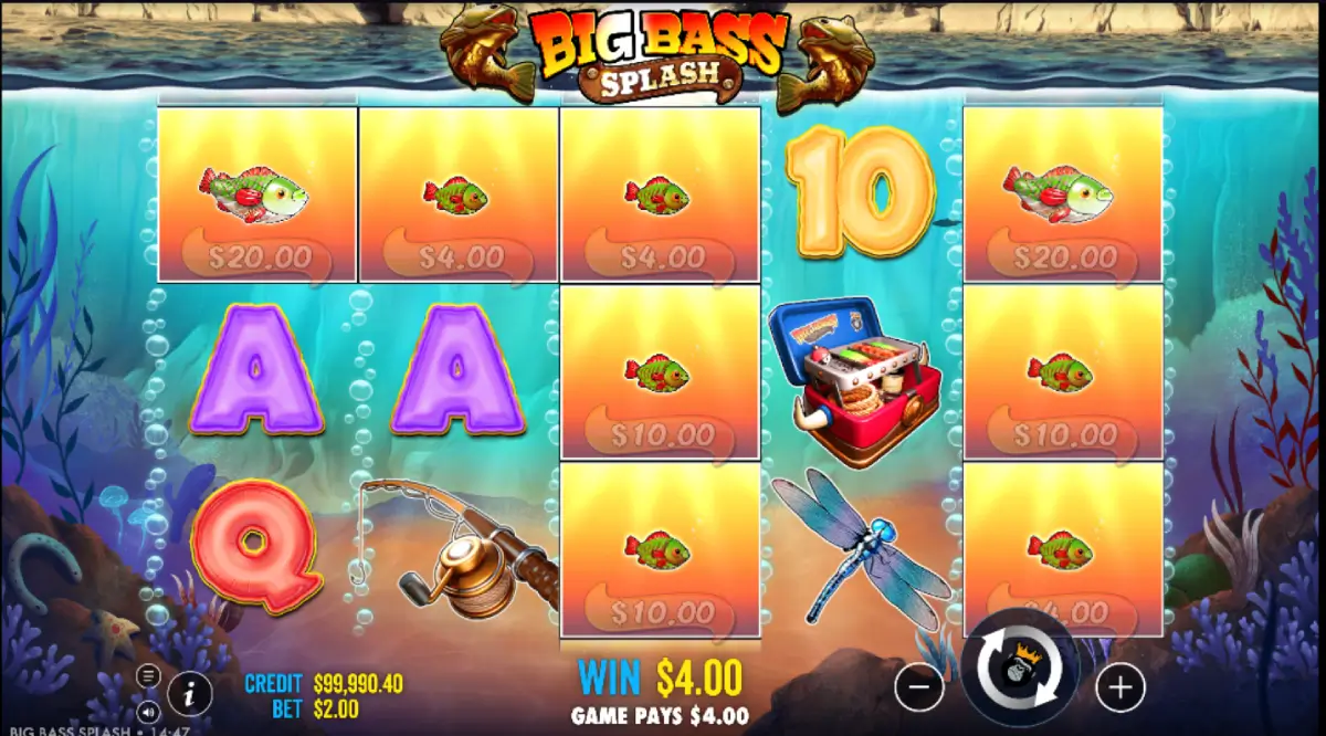 Explosion effect adding random fish money symbols Big Bass Splash