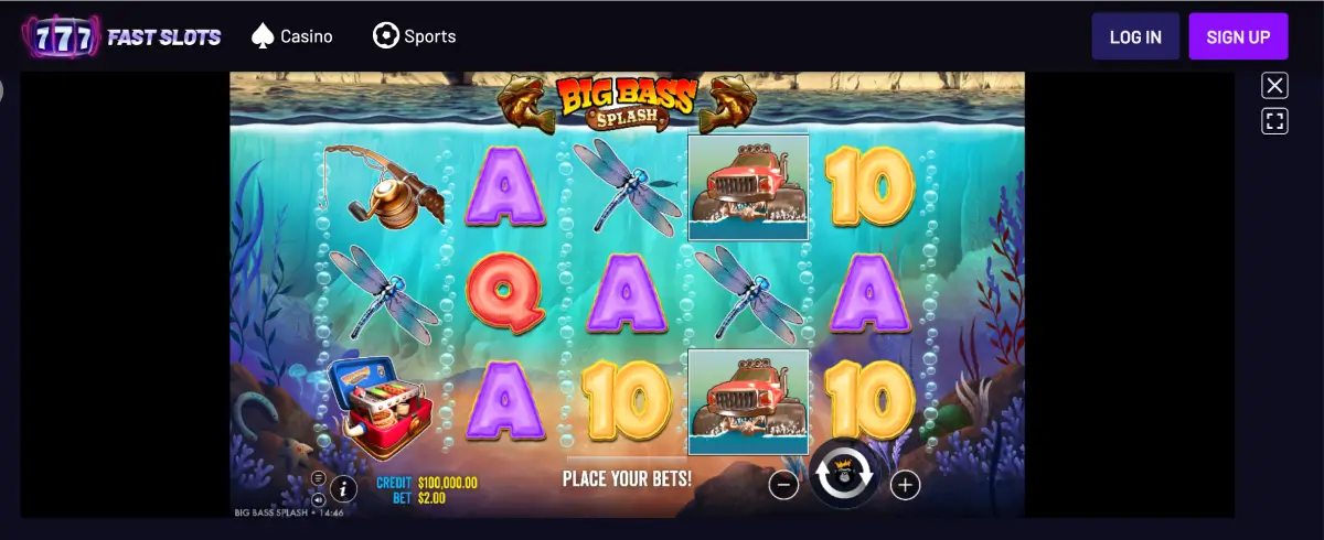 Overview of Big Bass Splash Slot with main reel layout