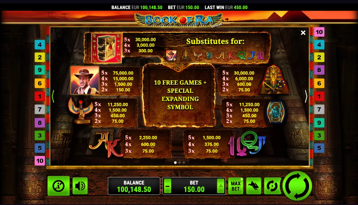 Book of Ra Deluxe Gamble feature with red and black card options