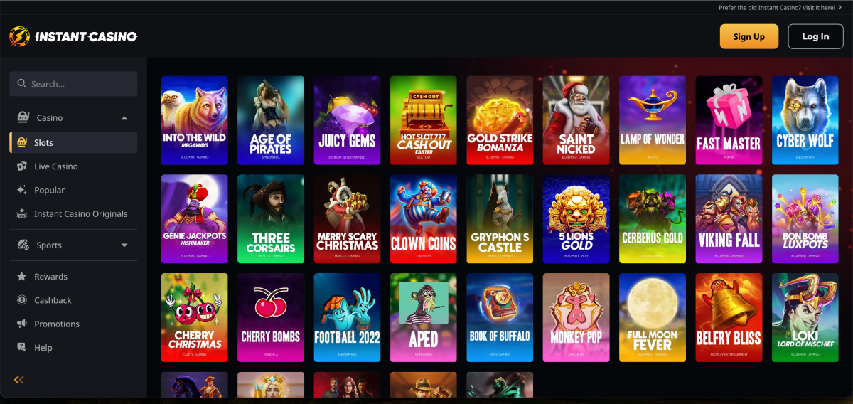 Instant Casino payment methods table showing deposit and withdrawal options with processing times