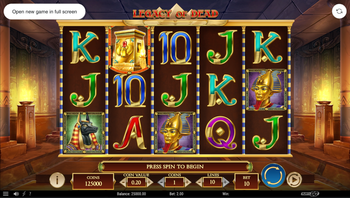 Legacy of Dead Free spins feature with expanding symbol animation