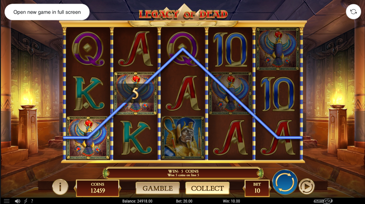 Legacy of Dead Paytable with mummy and scarab high-value icons