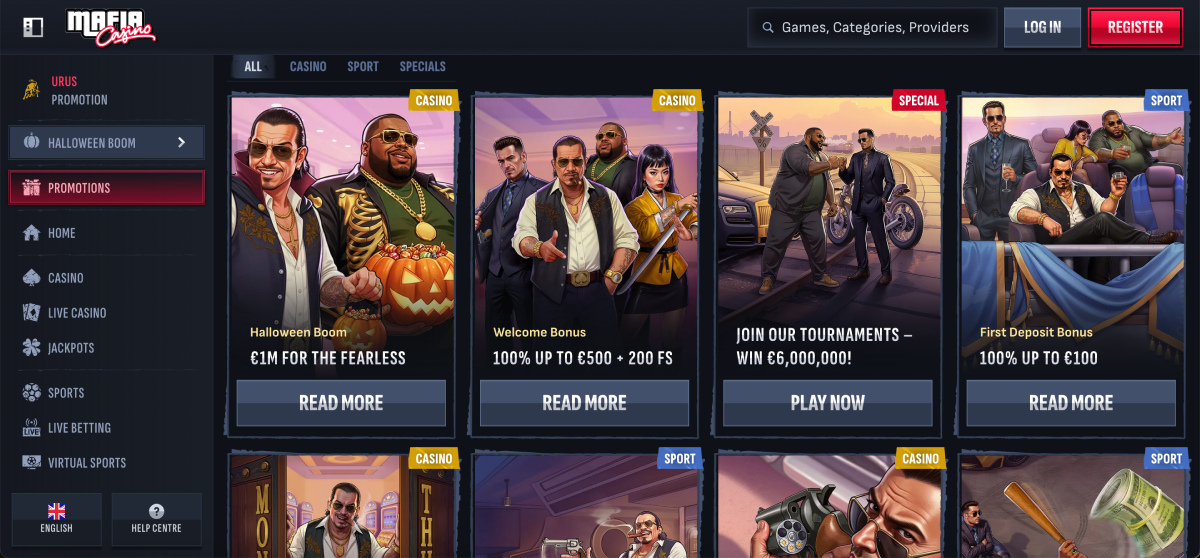 Mafia casino VIP rewards and loyalty levels