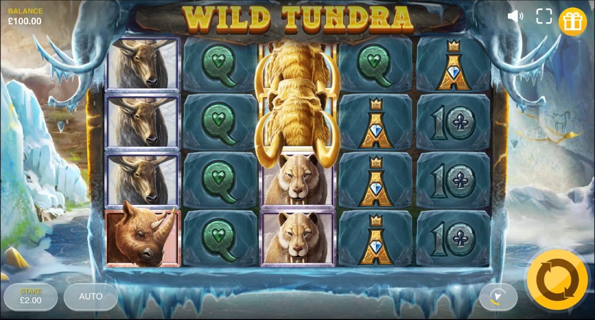 Wild Tundra main screen showing the 5×4 reel layout