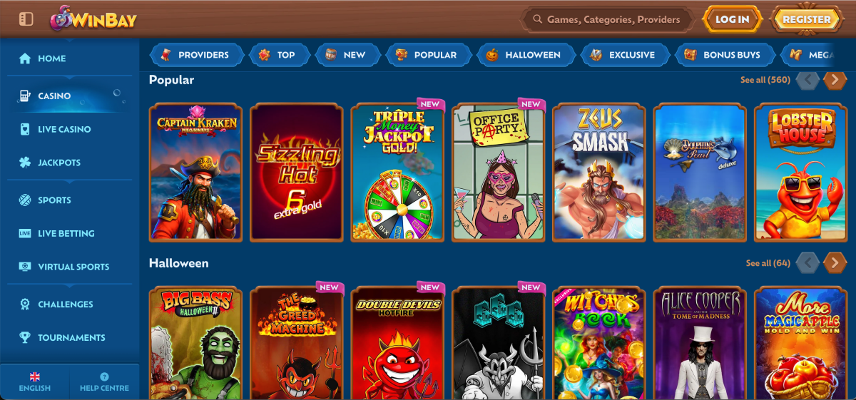 Winbay casino library with 29,000+ slot and live games