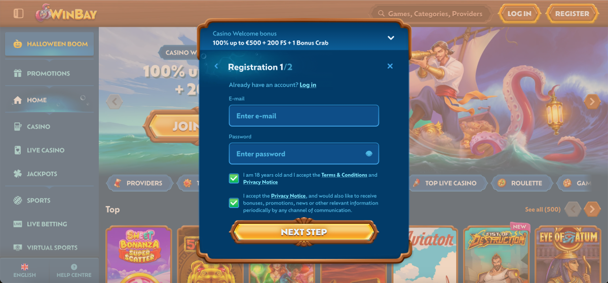 Winbay Casino registration